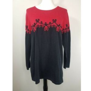 Dressbarn Women Size 14/16 Red/Black Sweater
